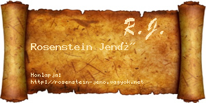 Rosenstein Jenő névjegykártya